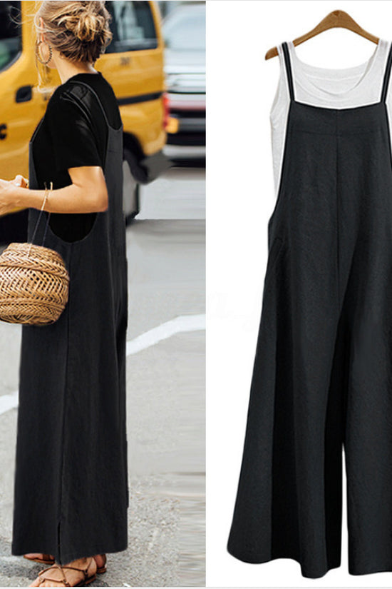 Loose One-Piece Wide-Leg Pants Casual Jumpsuit