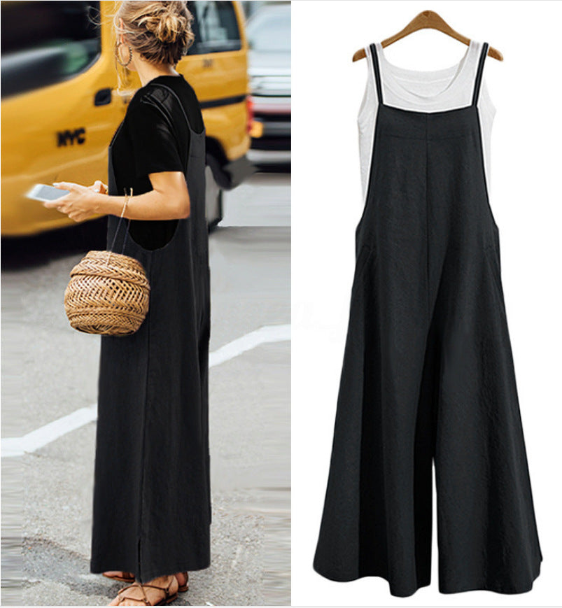 Loose One-Piece Wide-Leg Pants Casual Jumpsuit