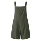 Cotton Linen Strap Romper 2026 - Casual Button Shorts Jumpsuit - DanaFashionstore
