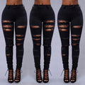 High Quality Women Casual Hole Jeans High Waist Skinny Pant Pencil Jeans Ripped Sexy Female Girls Trousers Denim Jeans