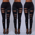 High Quality Women Casual Hole Jeans High Waist Skinny Pant Pencil Jeans Ripped Sexy Female Girls Trousers Denim Jeans