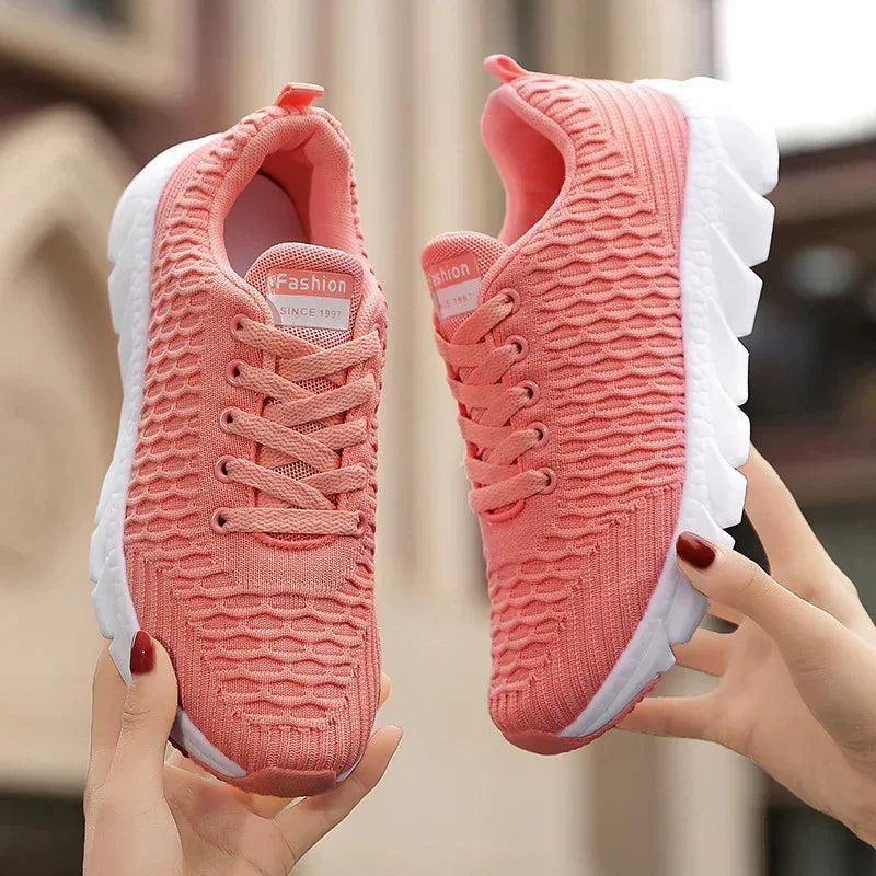 Foreign Trade Large Size Flying Woven Women's Shoes Cross-Border Autumn Sports Shoes Running Shoes Ladies Students Lightweight Travel Shoes - DanaFashionstore