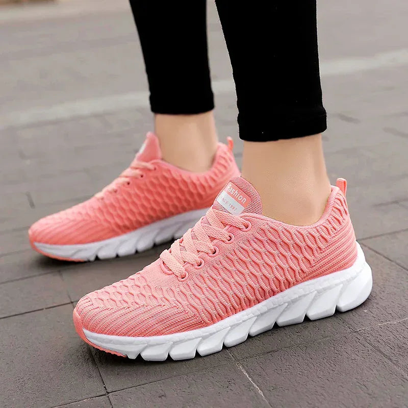 Foreign Trade Large Size Flying Woven Women's Shoes Cross-Border Autumn Sports Shoes Running Shoes Ladies Students Lightweight Travel Shoes - DanaFashionstore