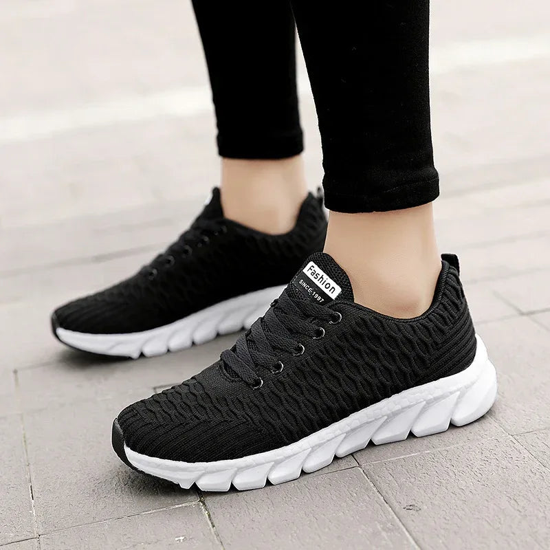 Foreign Trade Large Size Flying Woven Women's Shoes Cross-Border Autumn Sports Shoes Running Shoes Ladies Students Lightweight Travel Shoes - DanaFashionstore