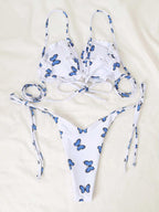New Butterfly Print Swimsuit Lace Thong Women Bikini Bikini - DanaFashionstore
