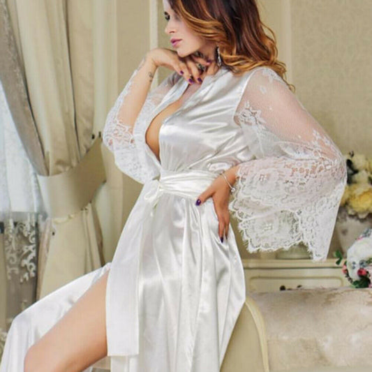 Bathrobes Lace Robe Nightgown women Sleepwear Pajamas - Dana Fashion