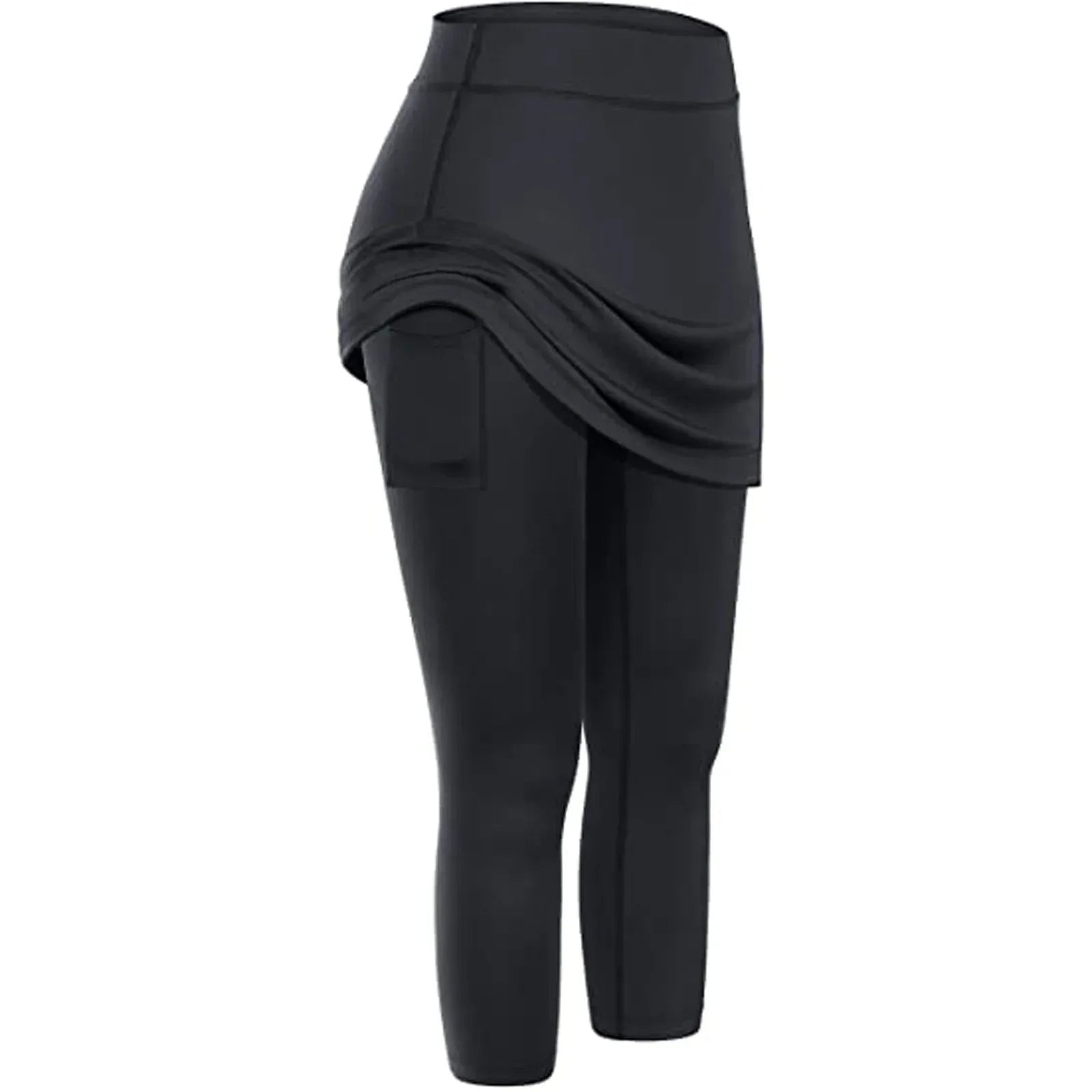 Women Tennis Skirted Leggings Pockets Elastic Sports Yoga Capris Skirts Legging - DanaFashionstore