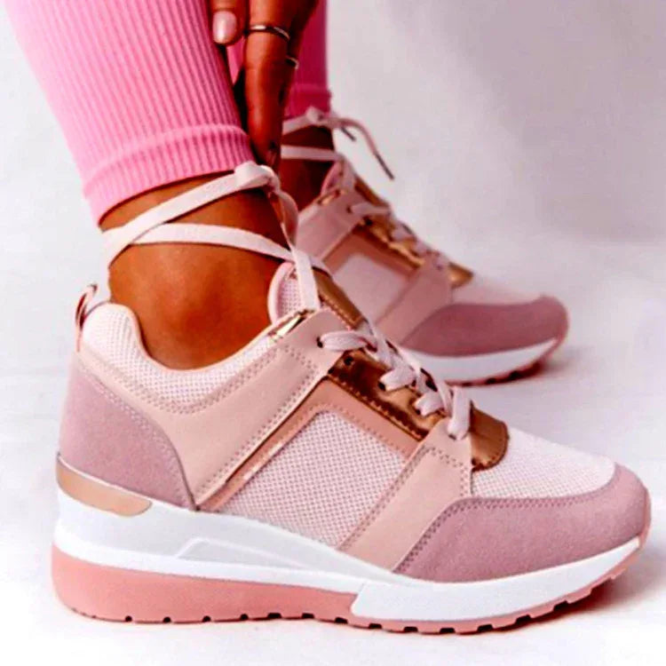 Sneakers Platform Wedge Heel Casual Shoes Lace-up Mesh Sneakers - DanaFashionstore