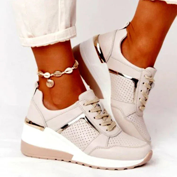 Sneakers Platform Wedge Heel Casual Shoes Lace-up Mesh Sneakers - DanaFashionstore