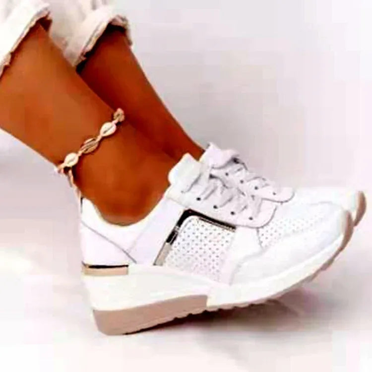 Sneakers Platform Wedge Heel Casual Shoes Lace-up Mesh Sneakers - DanaFashionstore