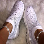 Cross-Border Amazon Large Size Rhinestone Elastic Socks Shoes Casual Men'S And Women'S Sports Shoes Md Bottom Flying Woven Breathable Light Shoes - DanaFashionstore