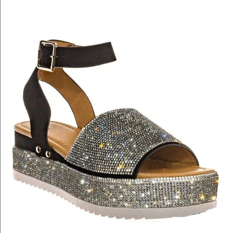 Rhinestone Sandals Summer Fashion Platform Shoes For Women - DanaFashionstore
