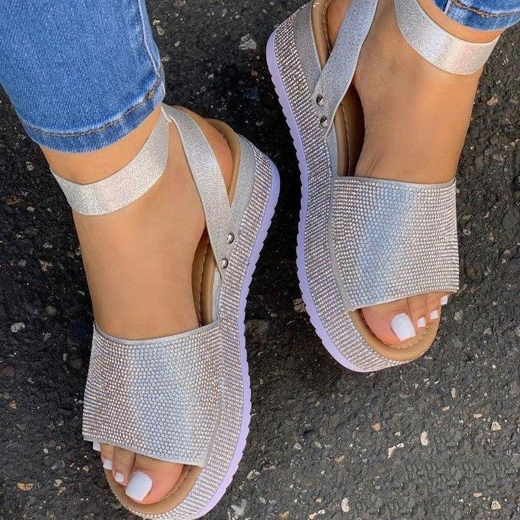 Rhinestone Sandals Summer Fashion Platform Shoes For Women - DanaFashionstore
