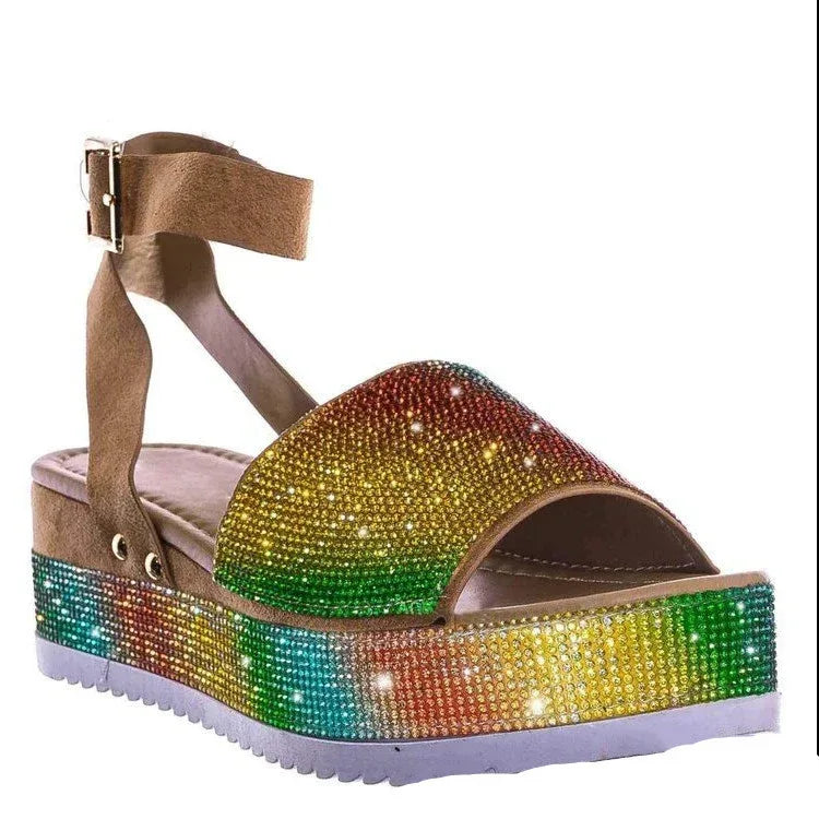 Rhinestone Sandals Summer Fashion Platform Shoes For Women - DanaFashionstore