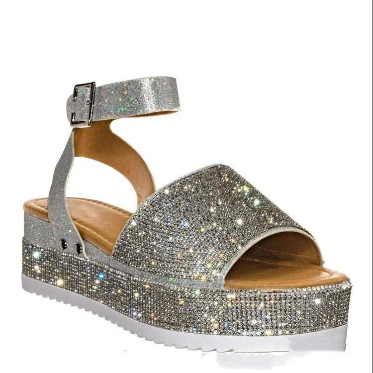 Rhinestone Sandals Summer Fashion Platform Shoes For Women - DanaFashionstore