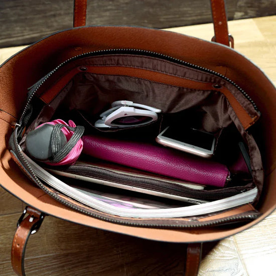 Simple Oil Wax Leather Messenger Shoulder Bags Women's High Capacity Portable Tote Bag - DanaFashionstore