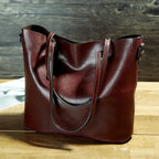 Simple Oil Wax Leather Messenger Shoulder Bags Women's High Capacity Portable Tote Bag - DanaFashionstore