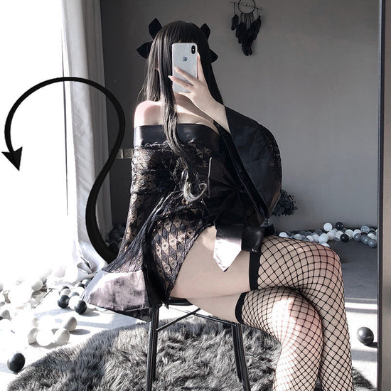 Sexy Lingerie Women Free Straight Into The Dark Japanese Kimono Sexy Bathrobe Cardigan Nightgown Passion Pajamas Set - Dana Fashion