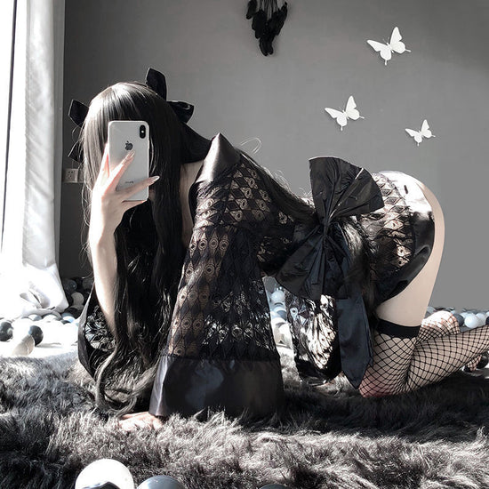 Sexy Lingerie Women Free Straight Into The Dark Japanese Kimono Sexy Bathrobe Cardigan Nightgown Passion Pajamas Set - Dana Fashion