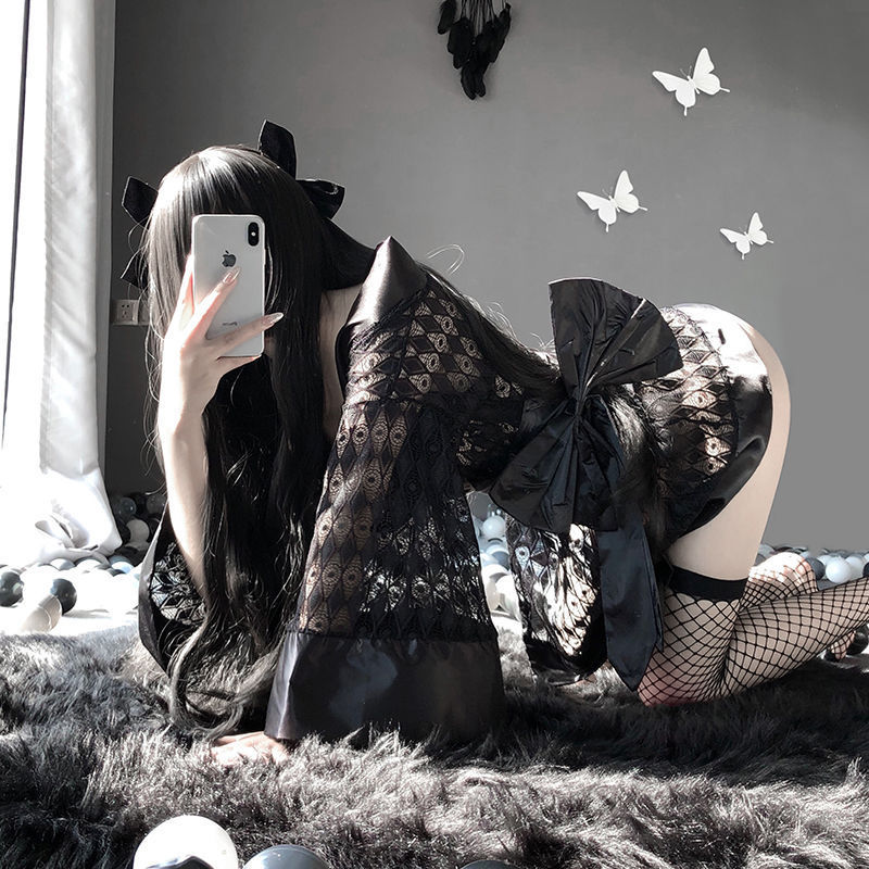 Sexy Lingerie Women Free Straight Into The Dark Japanese Kimono Sexy Bathrobe Cardigan Nightgown Passion Pajamas Set - Dana Fashion