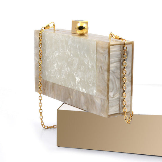 Shell Acrylic Stitching Messenger Dinner Bag Chain One Shoulder Clutch Female Bag - Dana Fashion