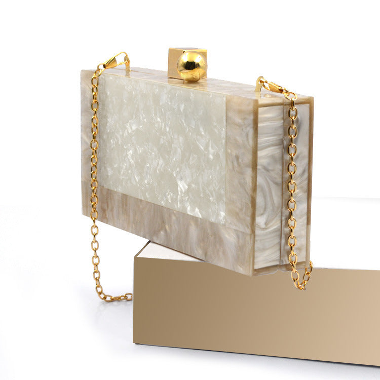 Shell Acrylic Stitching Messenger Dinner Bag Chain One Shoulder Clutch Female Bag - Dana Fashion