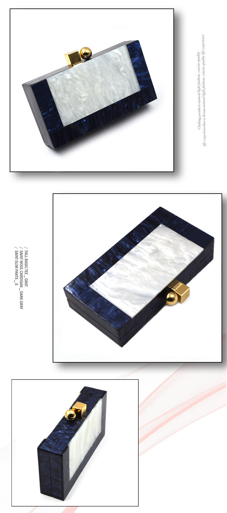 Shell Acrylic Stitching Messenger Dinner Bag Chain One Shoulder Clutch Female Bag - Dana Fashion
