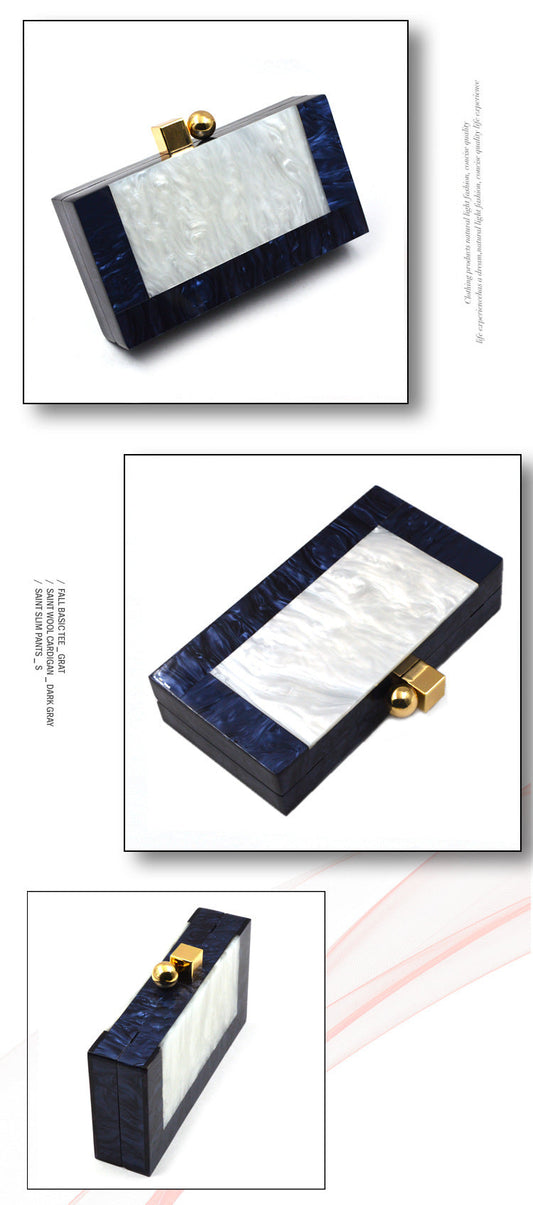 Shell Acrylic Stitching Messenger Dinner Bag Chain One Shoulder Clutch Female Bag - Dana Fashion