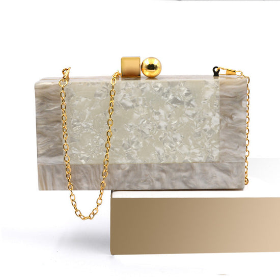 Shell Acrylic Stitching Messenger Dinner Bag Chain One Shoulder Clutch Female Bag - Dana Fashion