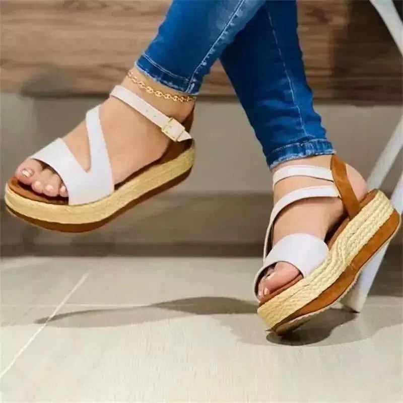Platform Sandals Hollow Buckle Women's Shoes - DanaFashionstore