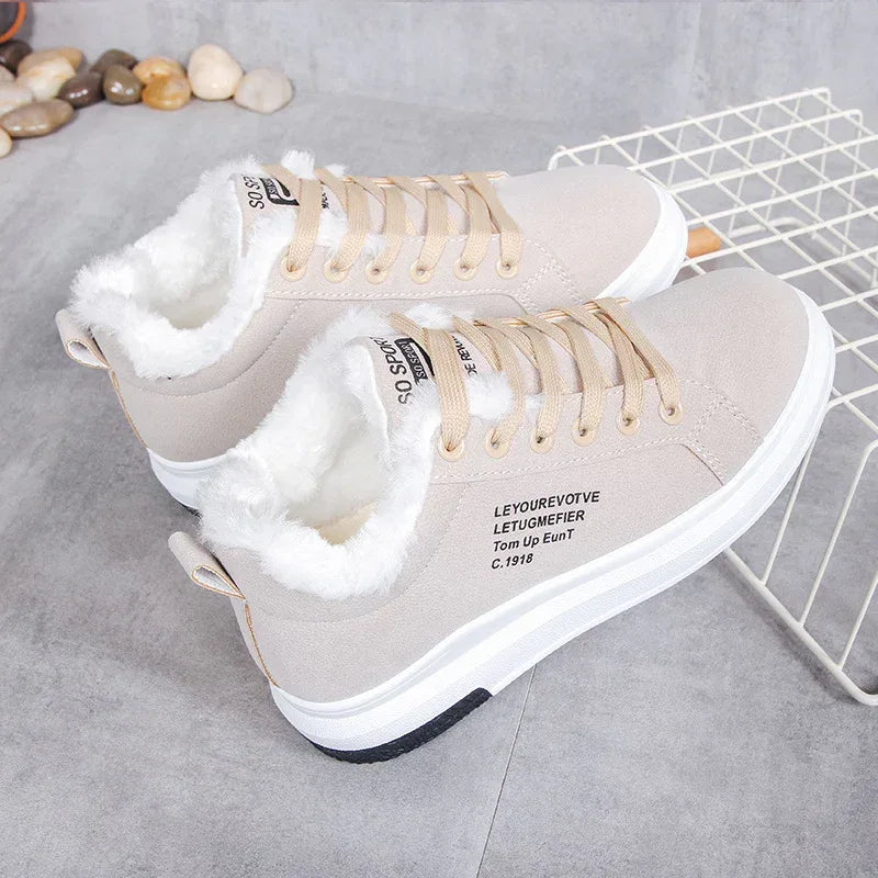 Little Girl Plus Plush Warm Winter Shoes New Winter Junior High School Students Leather Leisure Casual Flat Bottom Leisure 2 - DanaFashionstore