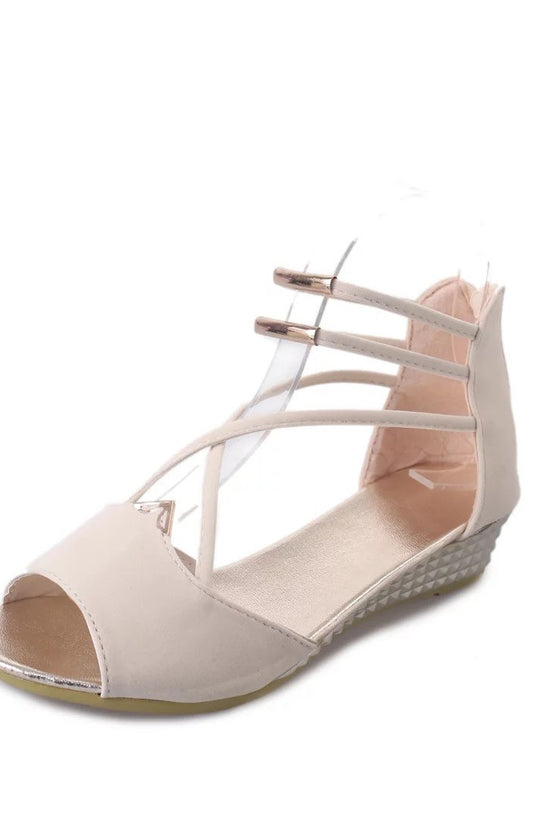 Summer New Sandals Fashion Korean Style Comfortable Strap Solid Color Fish Mouth Low Heel Sandals