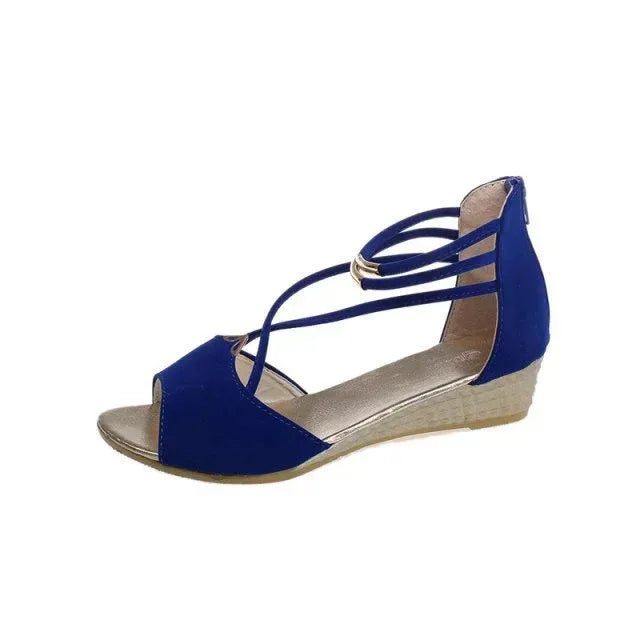 Summer New Sandals Fashion Korean Style Comfortable Strap Solid Color Fish Mouth Low Heel Sandals - DanaFashionstore