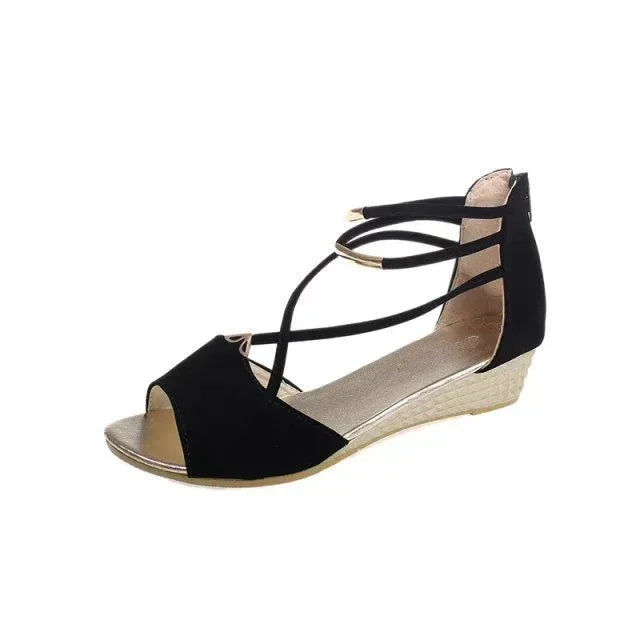 Summer New Sandals Fashion Korean Style Comfortable Strap Solid Color Fish Mouth Low Heel Sandals - DanaFashionstore