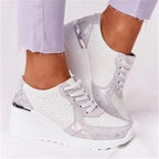 Sneakers Platform Wedge Heel Casual Shoes Lace-up Mesh Sneakers - DanaFashionstore