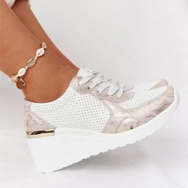 Sneakers Platform Wedge Heel Casual Shoes Lace-up Mesh Sneakers - DanaFashionstore