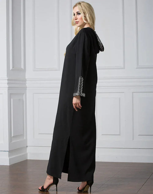 Arabian Turkey Muslim Hooded Long Dress - Side Slit Worship Fashion Robe - DanaFashionstore