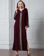 Arabian Turkey Muslim Hooded Long Dress - Side Slit Worship Fashion Robe - DanaFashionstore
