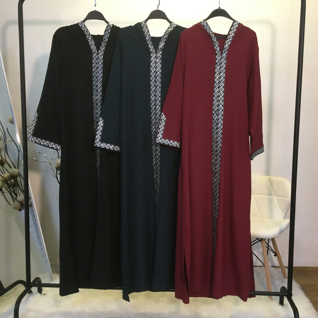 Arabian Turkey Muslim Hooded Long Dress - Side Slit Worship Fashion Robe - DanaFashionstore