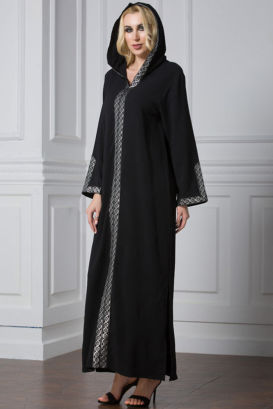 Arabian Dress Turkey Muslim Side Slit Hooded Long Dress, Worship Fashion Robe