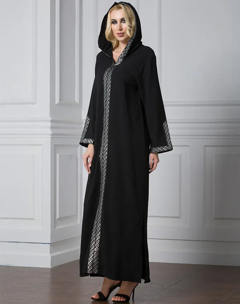 Arabian Turkey Muslim Hooded Long Dress - Side Slit Worship Fashion Robe - DanaFashionstore