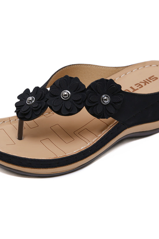 Flowers Sandals Women Retro Style Wedges Shoes Outdoor Beach Shoes Summer