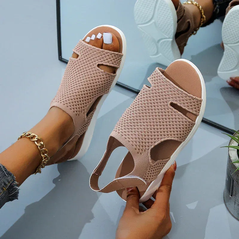 New Style Flying Mesh Fish Mouth Frosted Low Top Viscose Shoes - DanaFashionstore