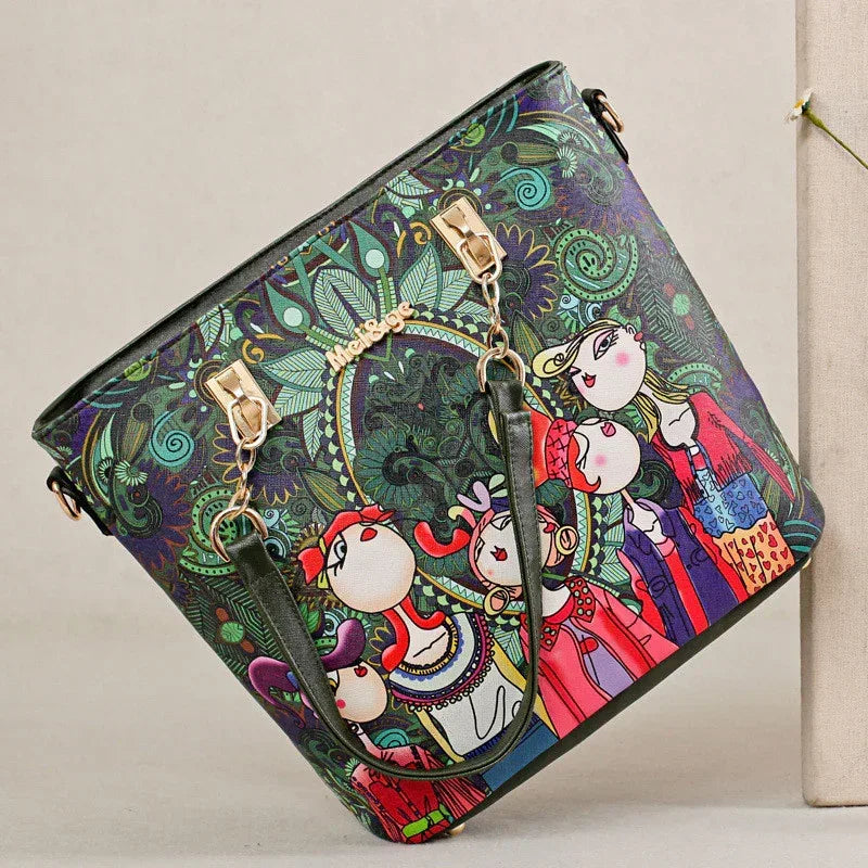 European And American Printing Picture-Mother Handbag Fashion One-Shoulder Bag - DanaFashionstore