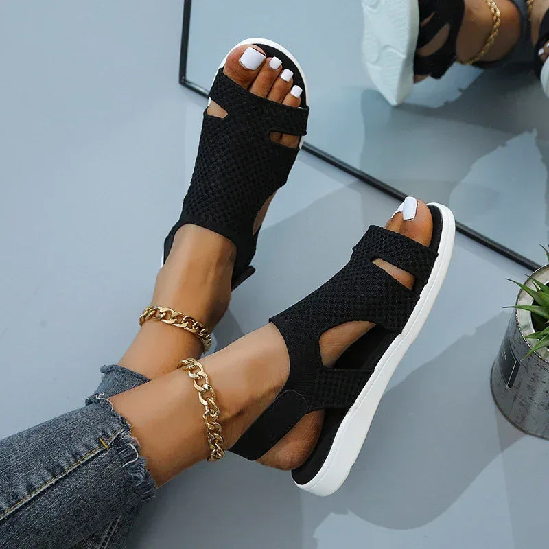 New Style Flying Mesh Fish Mouth Frosted Low Top Viscose Shoes - DanaFashionstore