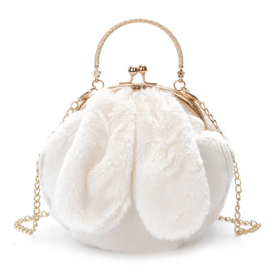 Plush Bag Faux Fur Rabbit Ear Clip - DanaFashionstore