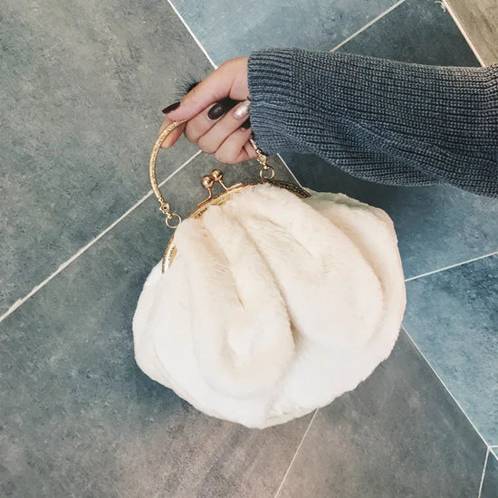 Plush Bag Faux Fur Rabbit Ear Clip - DanaFashionstore