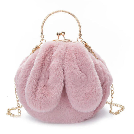 Plush Bag Faux Fur Rabbit Ear Clip - DanaFashionstore