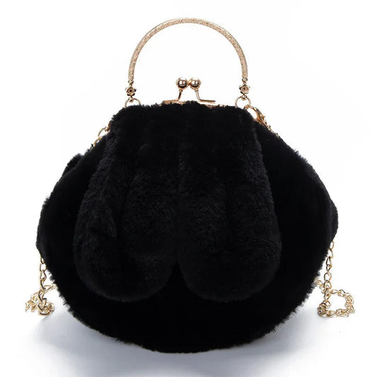 Plush Bag Faux Fur Rabbit Ear Clip - DanaFashionstore