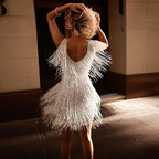 New Women's Deep V Sexy Pencil Fringe Dress